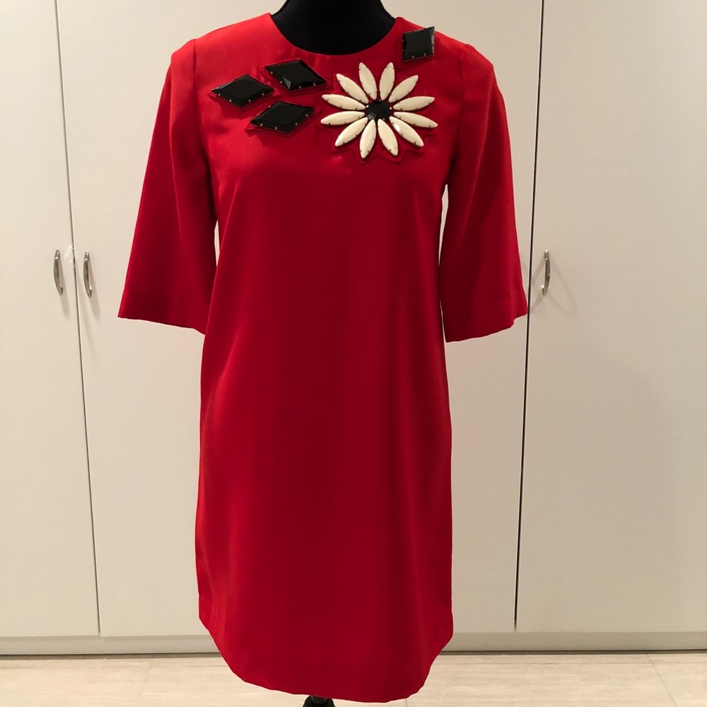 Karta bright-red jewels embellished dress, size XS